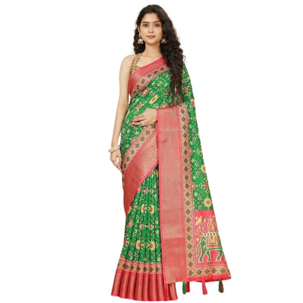 Amazing Women's Cotton Silk Printed Saree With Blouse Piece