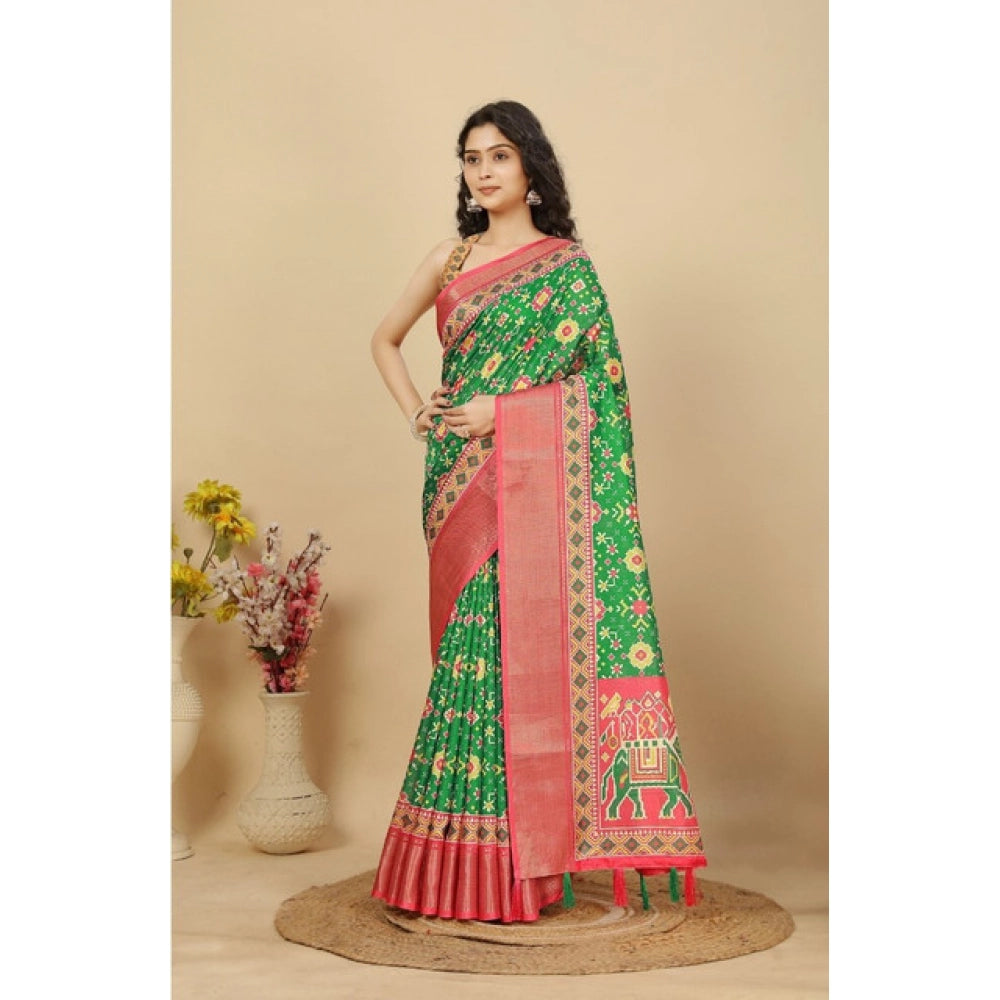 Amazing Women's Cotton Silk Printed Saree With Blouse Piece