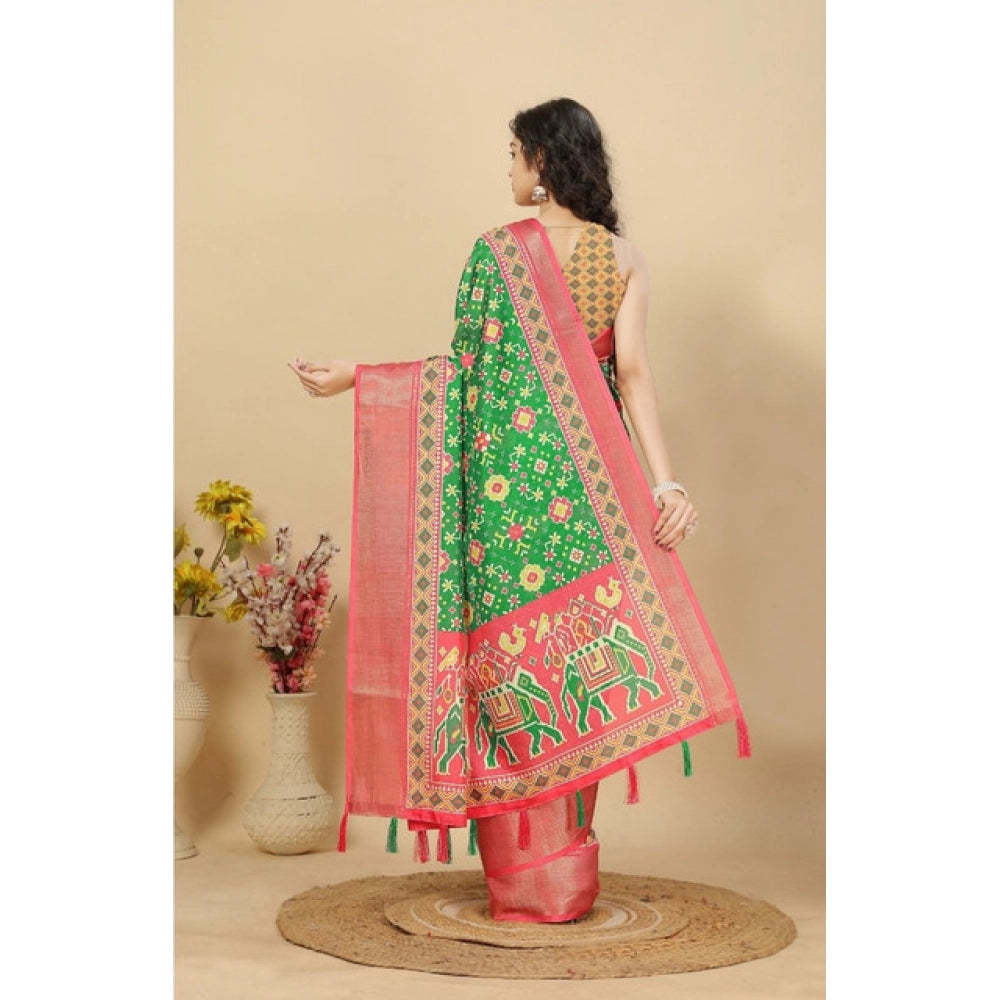 Amazing Women's Cotton Silk Printed Saree With Blouse Piece