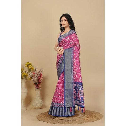 Sizzling Women's Cotton Silk Printed Saree With Blouse Piece