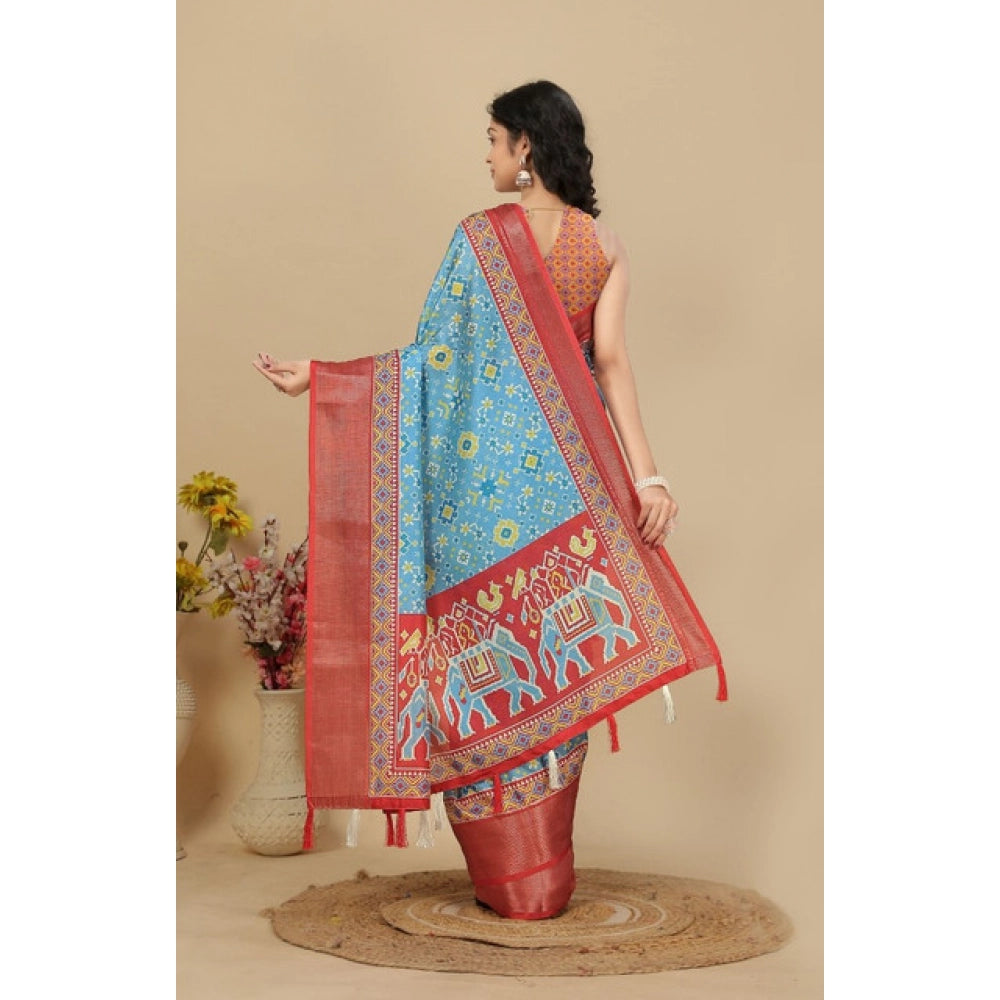 Sizzling Women's Cotton Silk Printed Saree With Blouse Piece