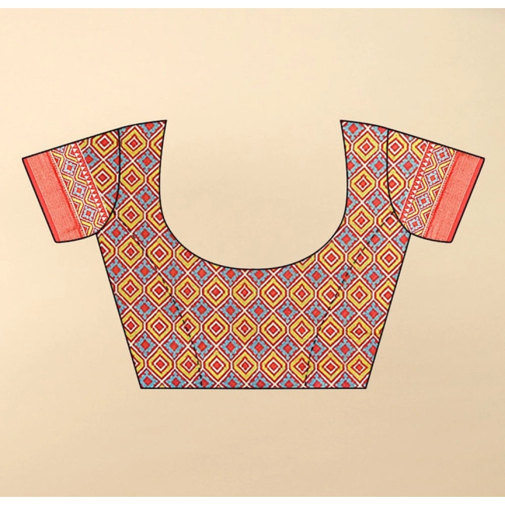 Sizzling Women's Cotton Silk Printed Saree With Blouse Piece
