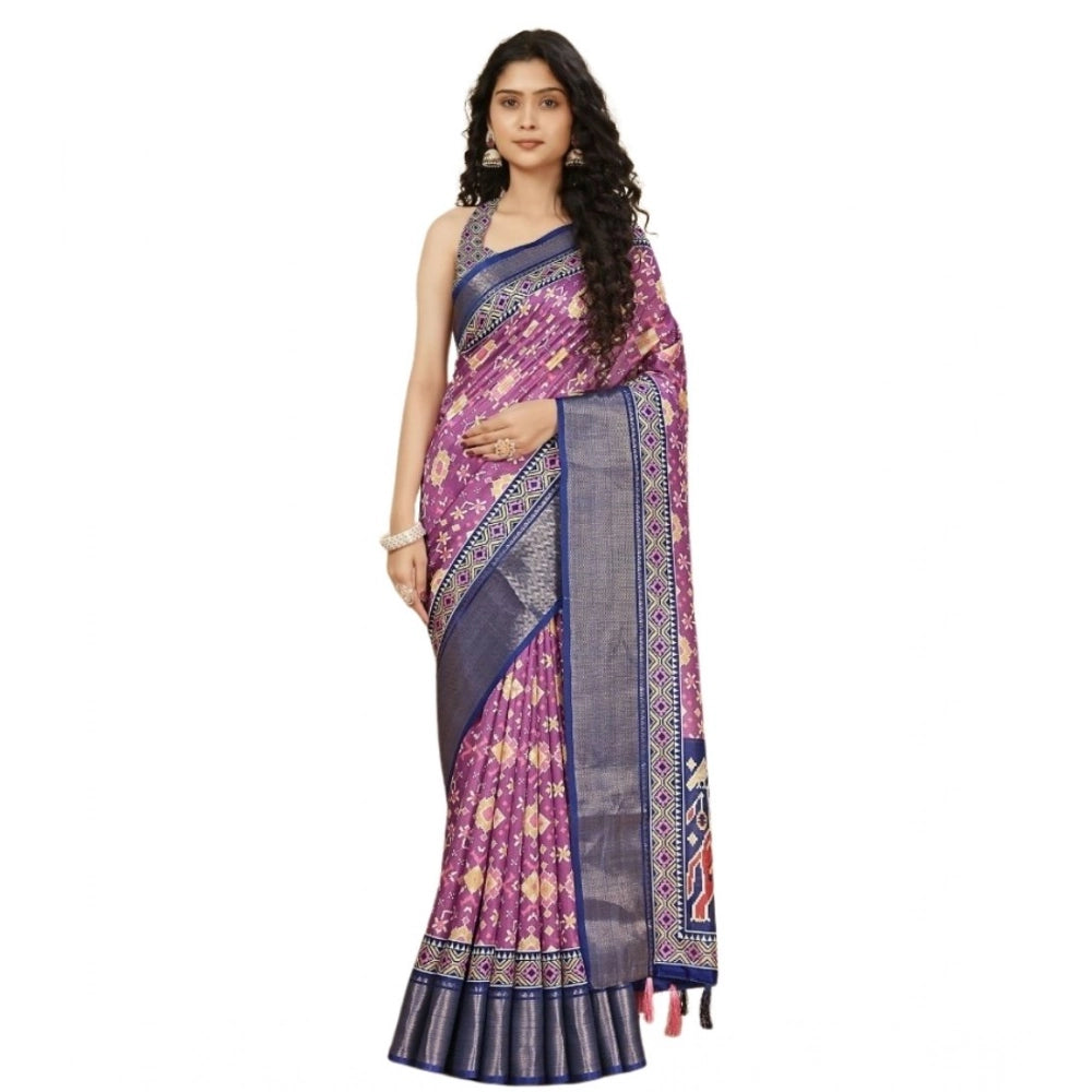 Sizzling Women's Cotton Silk Printed Saree With Blouse Piece