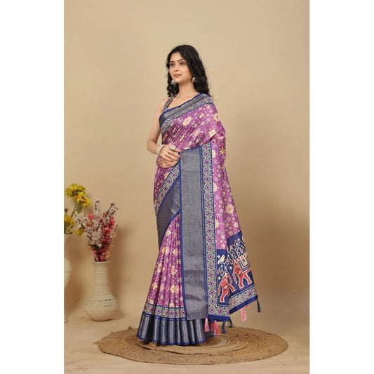 Sizzling Women's Cotton Silk Printed Saree With Blouse Piece