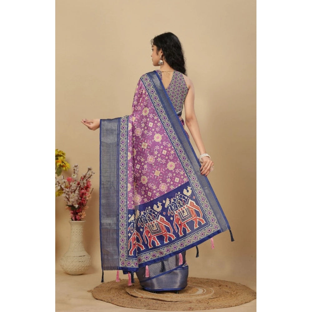 Sizzling Women's Cotton Silk Printed Saree With Blouse Piece