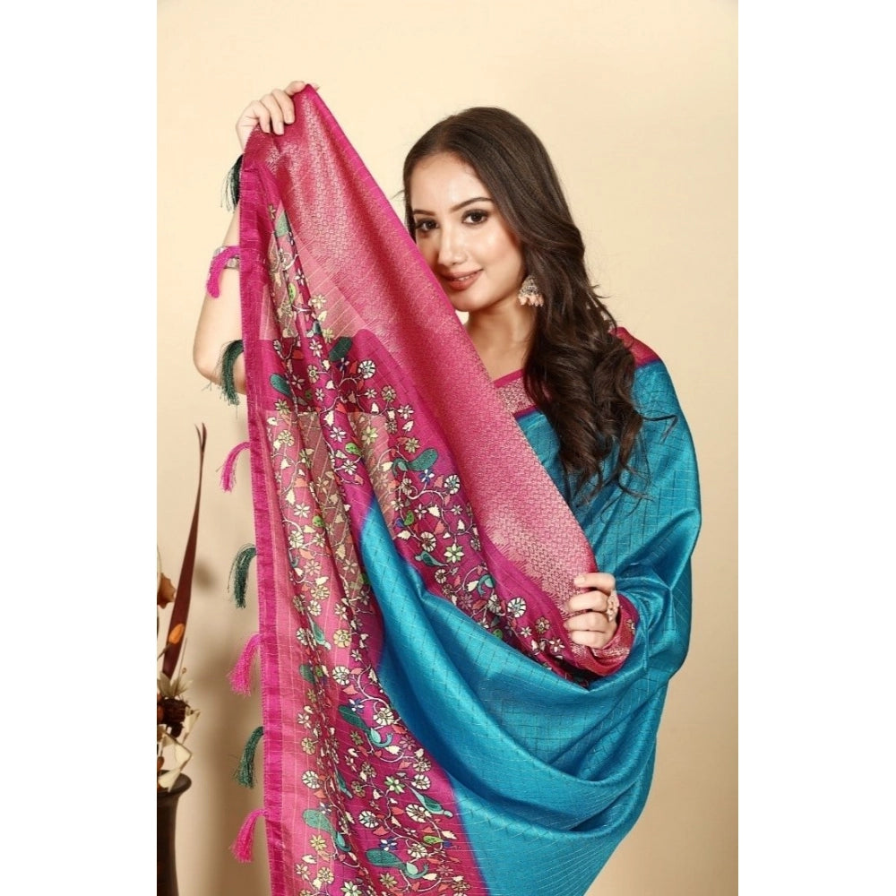 Marvellous Women's Cotton Silk Printed Saree With Blouse Piece