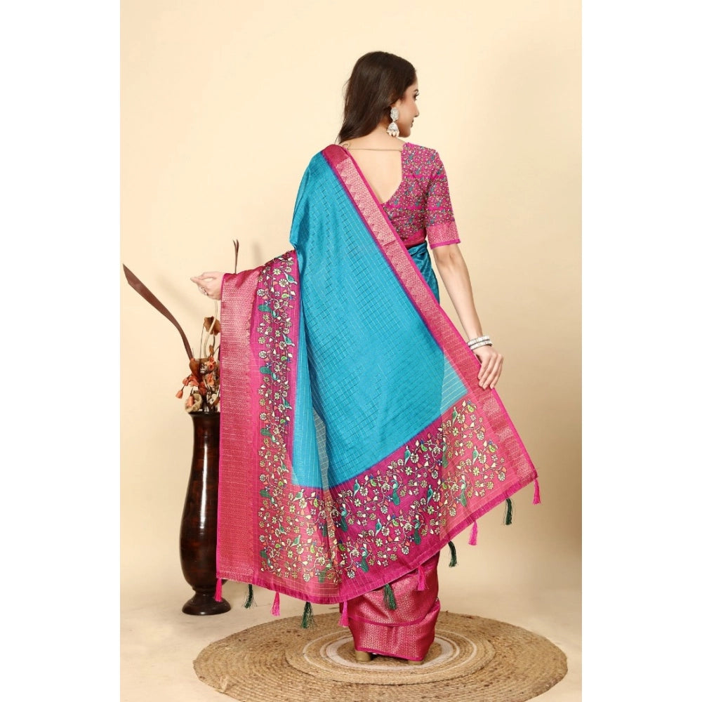 Marvellous Women's Cotton Silk Printed Saree With Blouse Piece