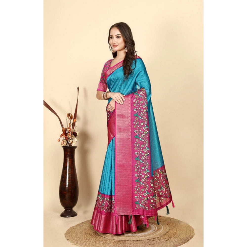 Marvellous Women's Cotton Silk Printed Saree With Blouse Piece