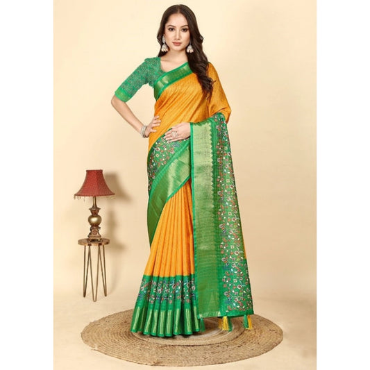Charming Women's Cotton Silk Printed Saree With Blouse Piece