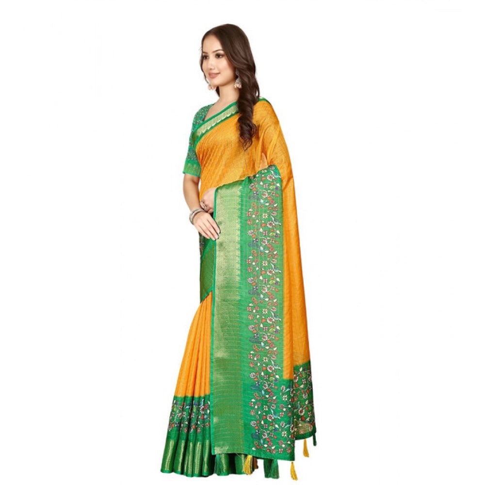 Charming Women's Cotton Silk Printed Saree With Blouse Piece