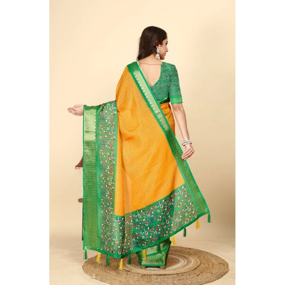 Charming Women's Cotton Silk Printed Saree With Blouse Piece