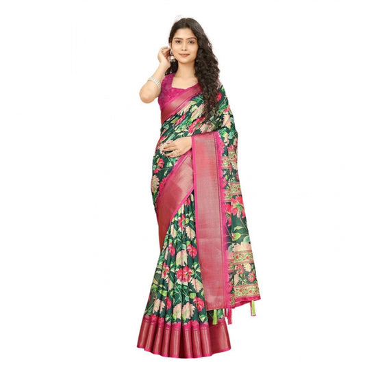 Exclusive Women's Cotton Silk Floral Printed Saree With Blouse Piece
