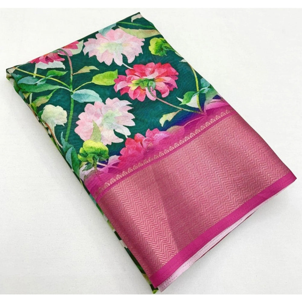 Exclusive Women's Cotton Silk Floral Printed Saree With Blouse Piece