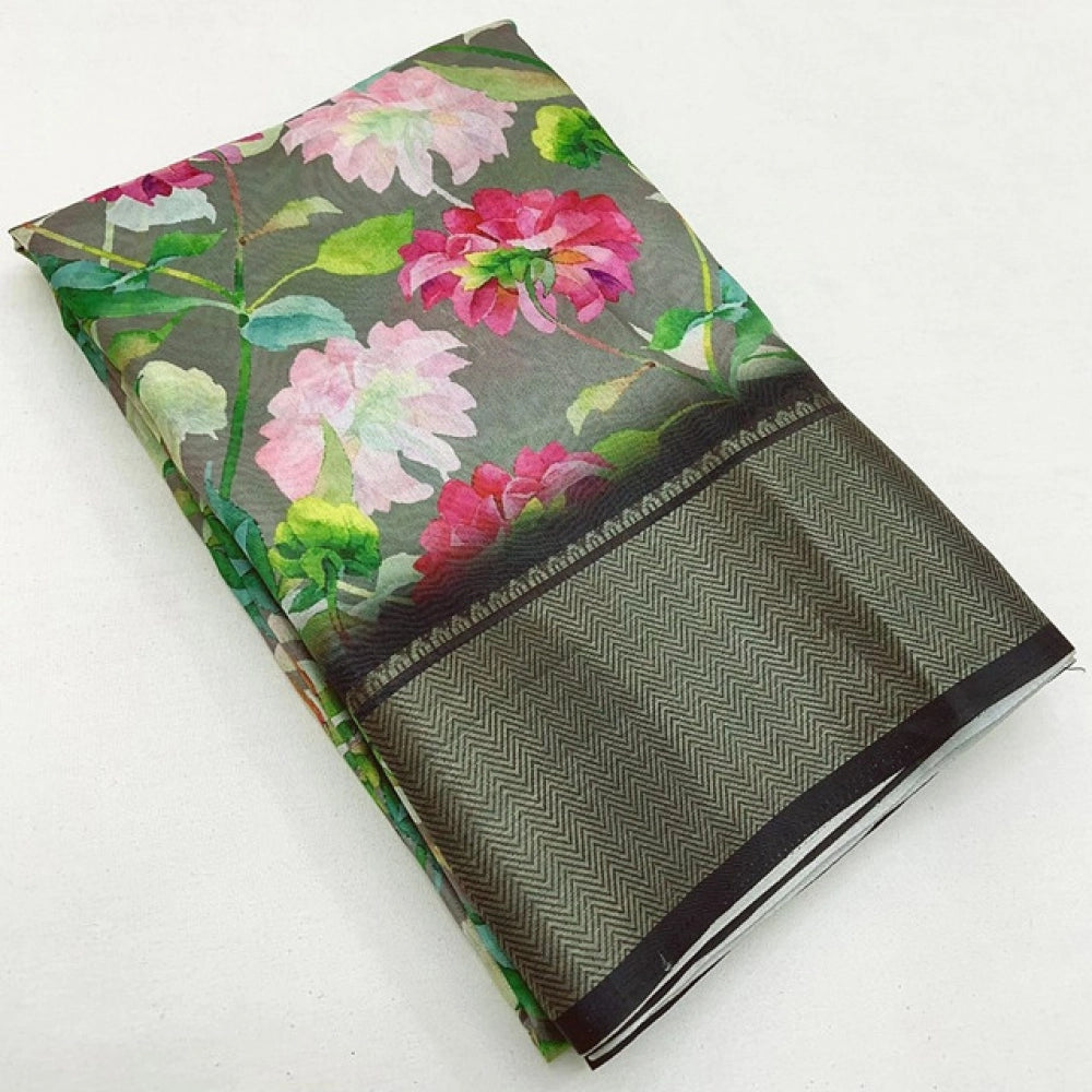 Exclusive Women's Cotton Silk Floral Printed Saree With Blouse Piece