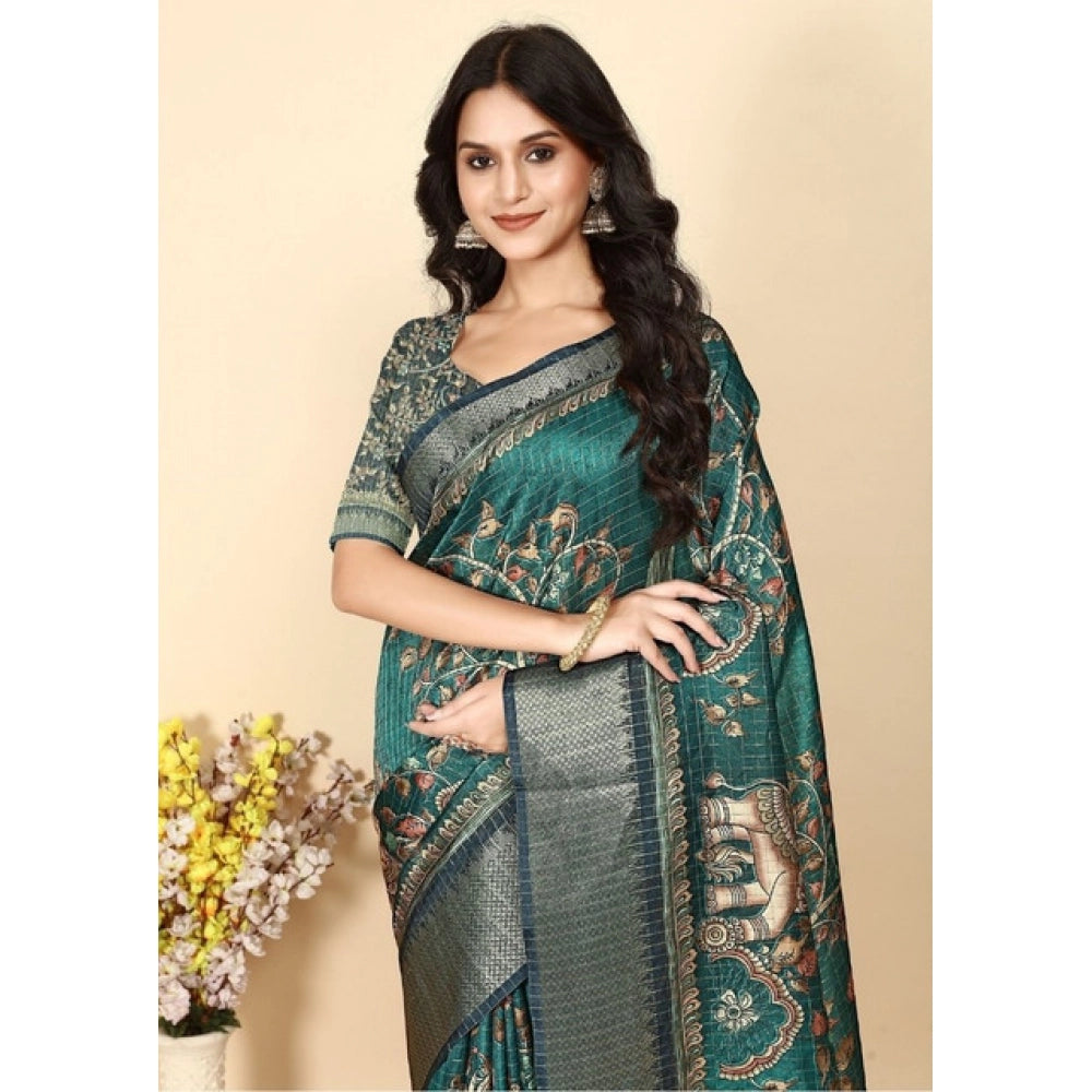 Charming Women's Cotton Silk Printed Saree With Blouse Piece