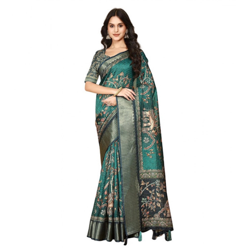 Charming Women's Cotton Silk Printed Saree With Blouse Piece