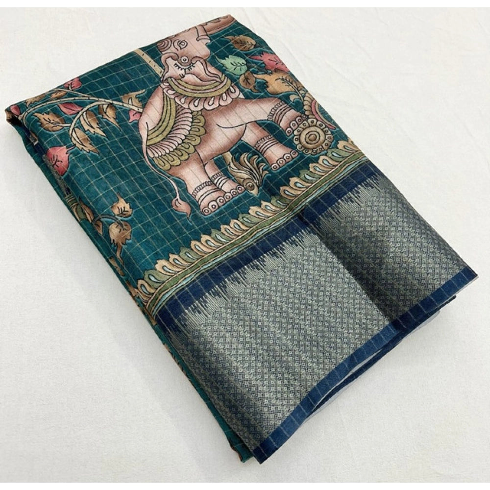 Charming Women's Cotton Silk Printed Saree With Blouse Piece
