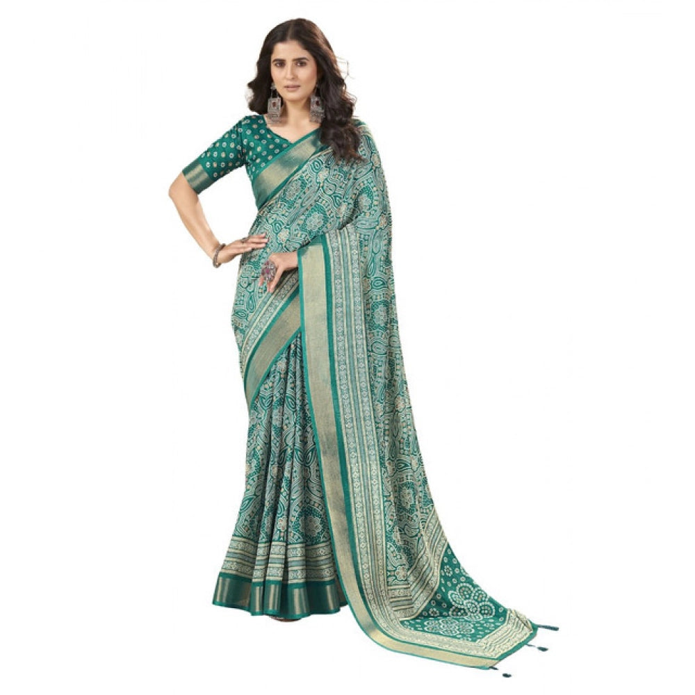 Gracious Women's Cotton Silk Floral Printed Saree With Blouse Piece