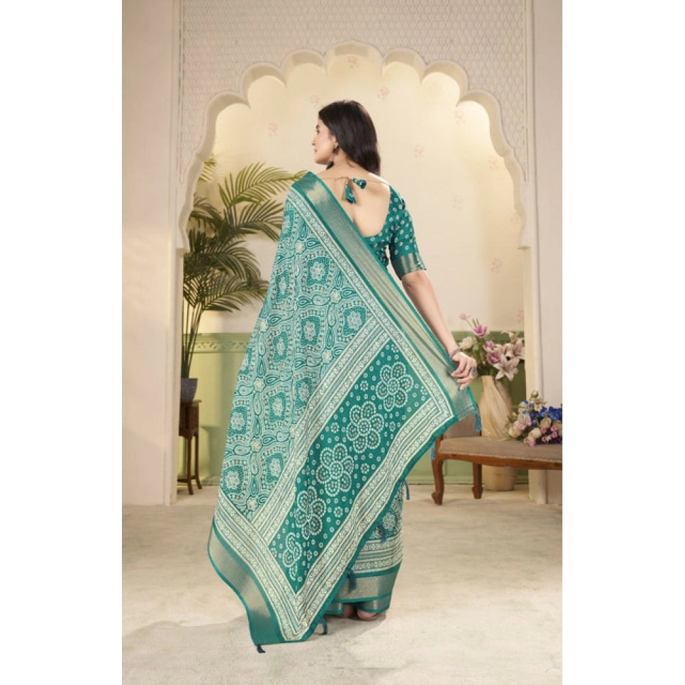 Gracious Women's Cotton Silk Floral Printed Saree With Blouse Piece