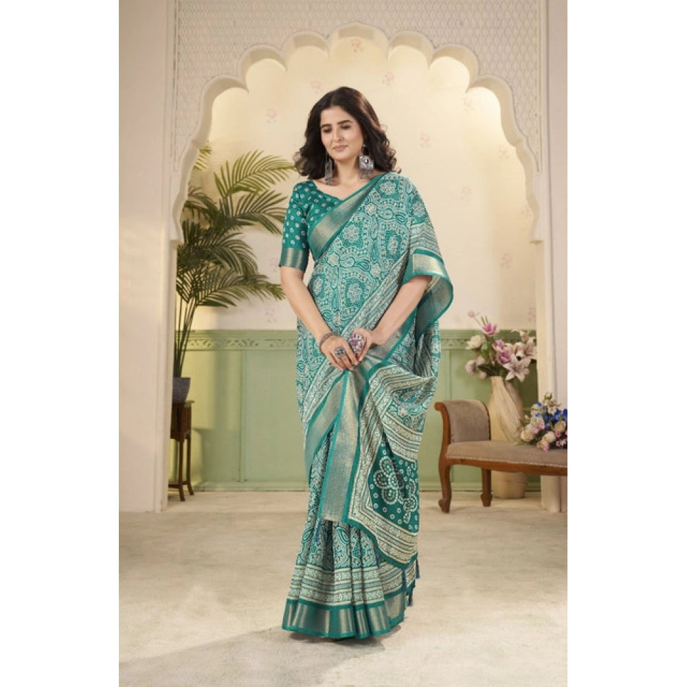 Gracious Women's Cotton Silk Floral Printed Saree With Blouse Piece