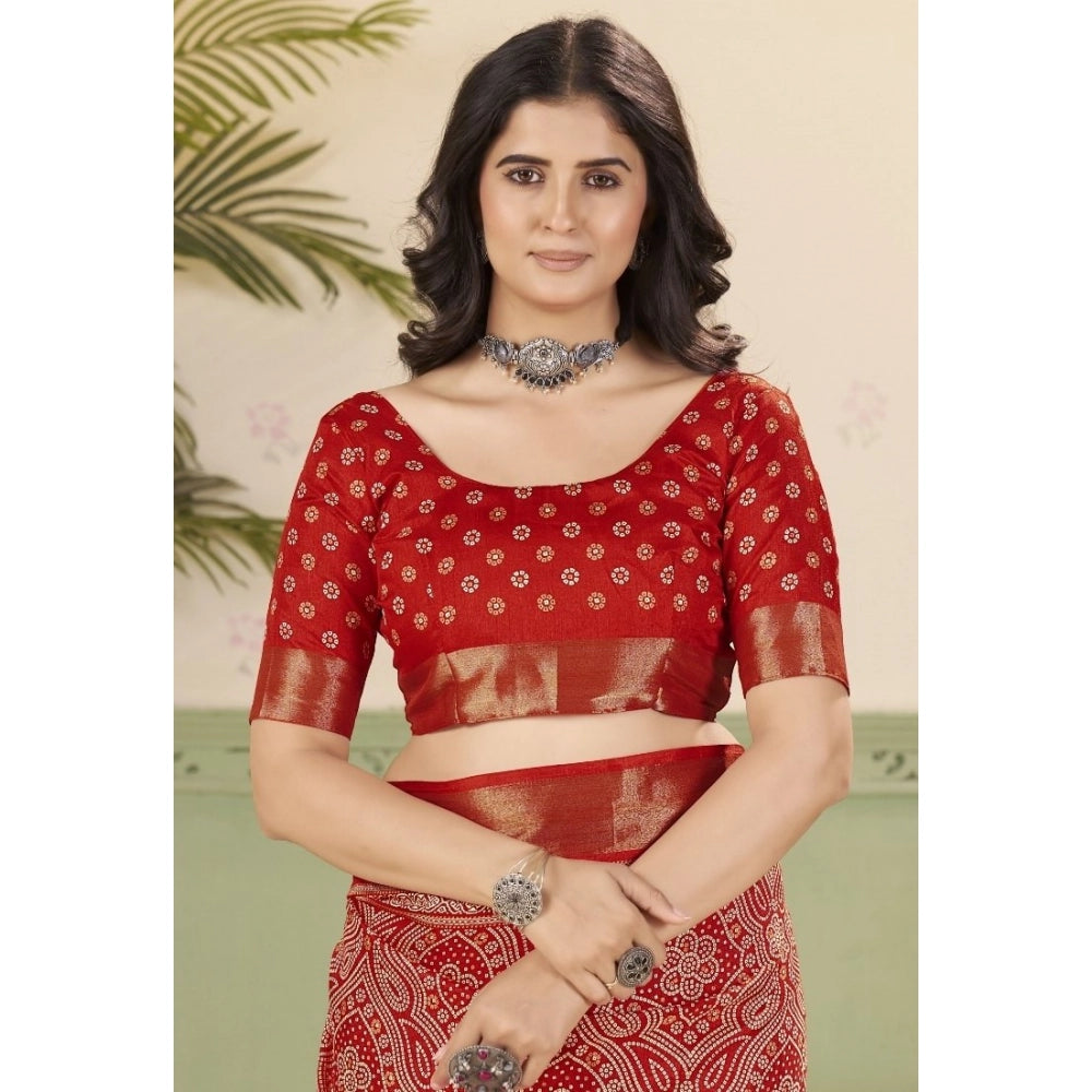 Gracious Women's Cotton Silk Floral Printed Saree With Blouse Piece