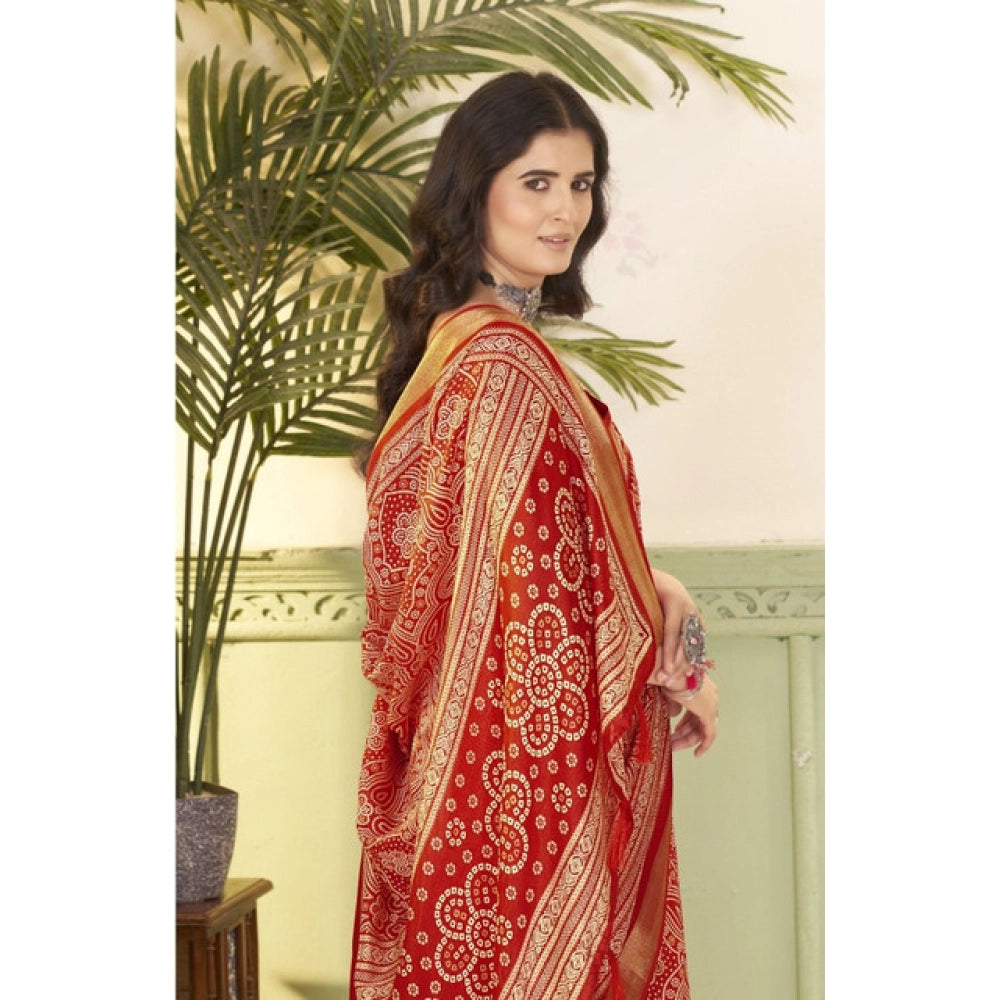 Gracious Women's Cotton Silk Floral Printed Saree With Blouse Piece