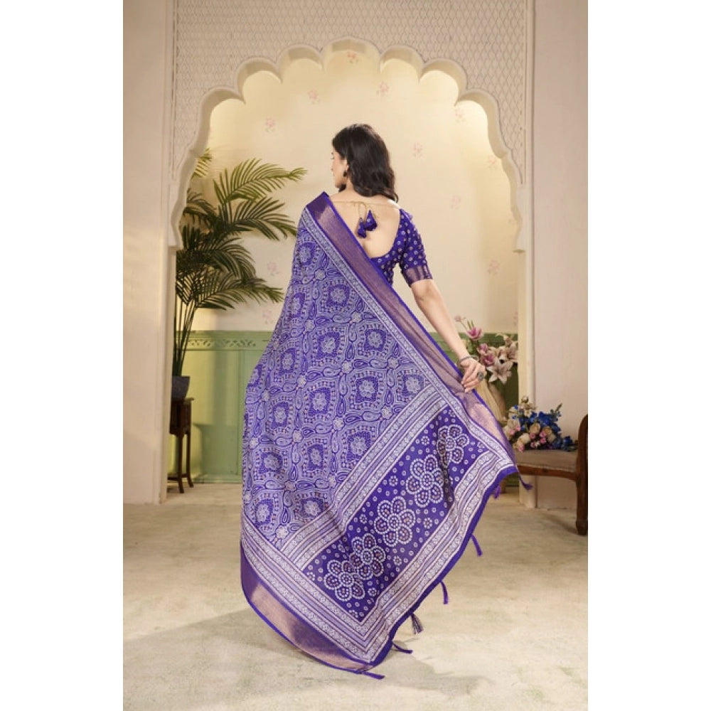 Gracious Women's Cotton Silk Floral Printed Saree With Blouse Piece