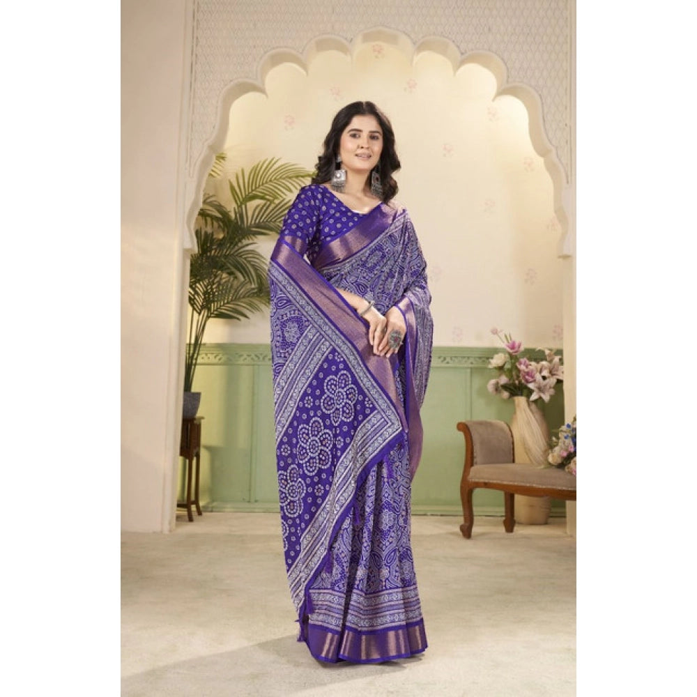 Gracious Women's Cotton Silk Floral Printed Saree With Blouse Piece