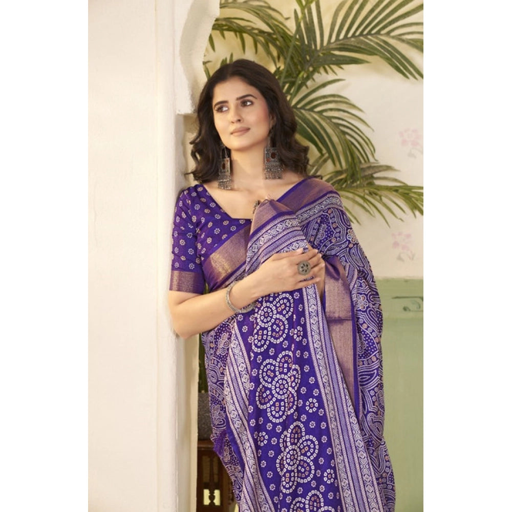Gracious Women's Cotton Silk Floral Printed Saree With Blouse Piece