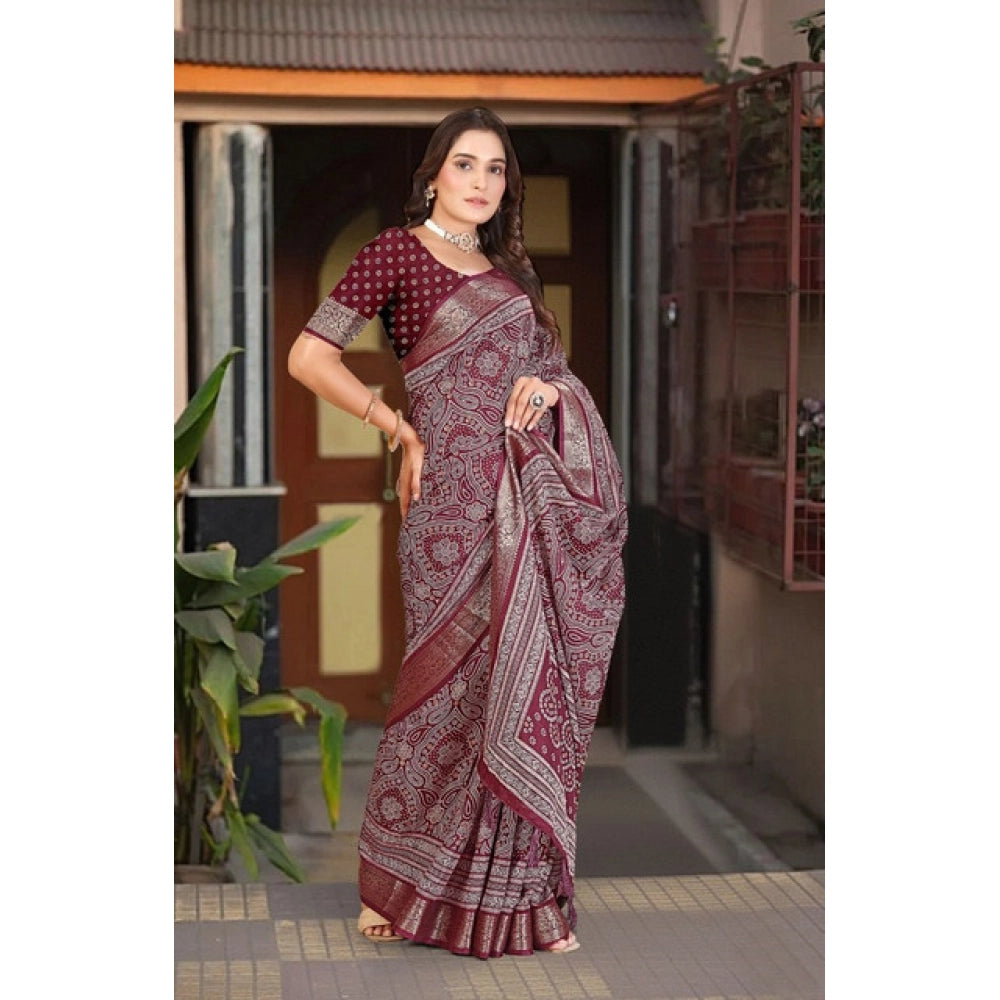 Exclusive Women's Cotton Silk Floral Printed Saree With Blouse Piece