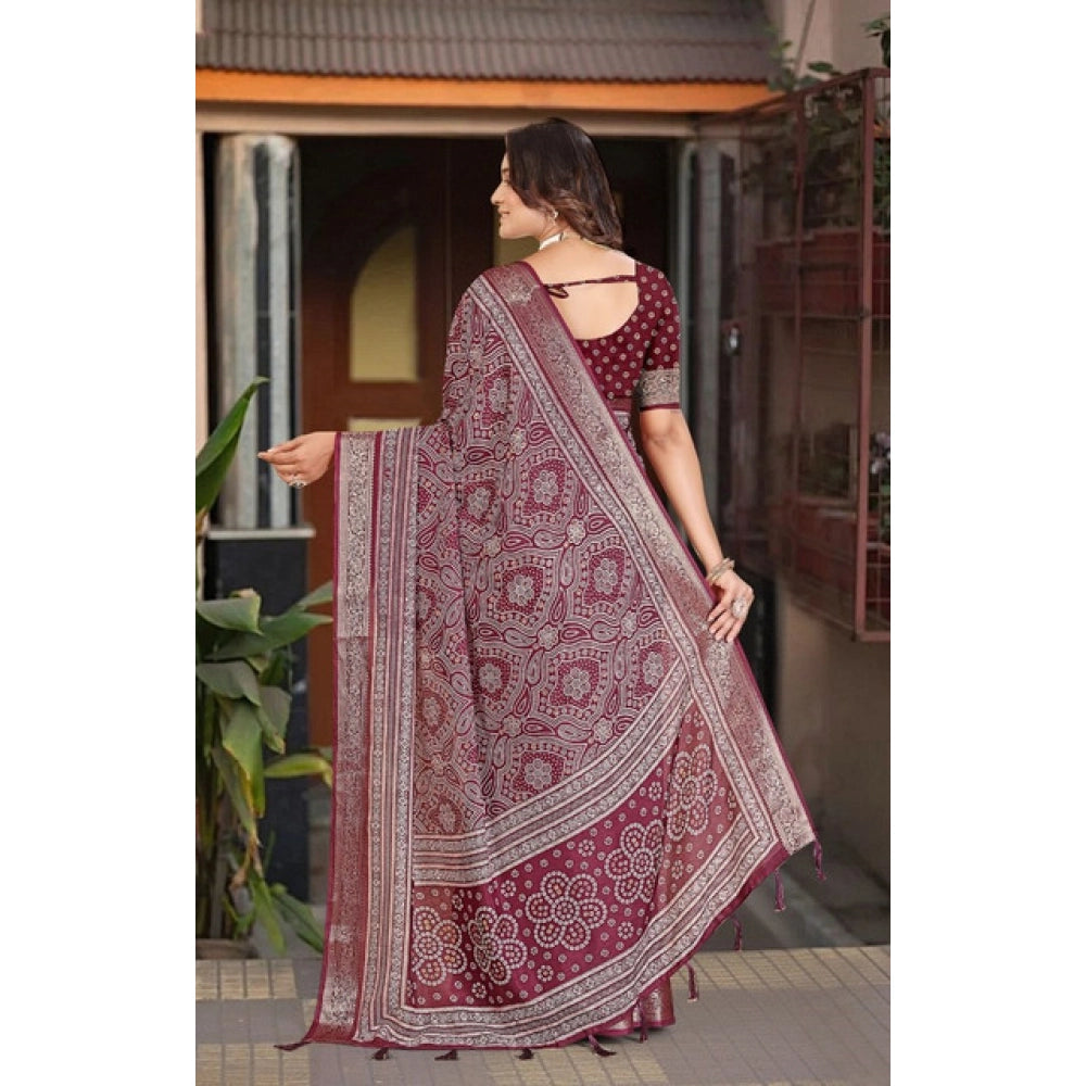 Exclusive Women's Cotton Silk Floral Printed Saree With Blouse Piece