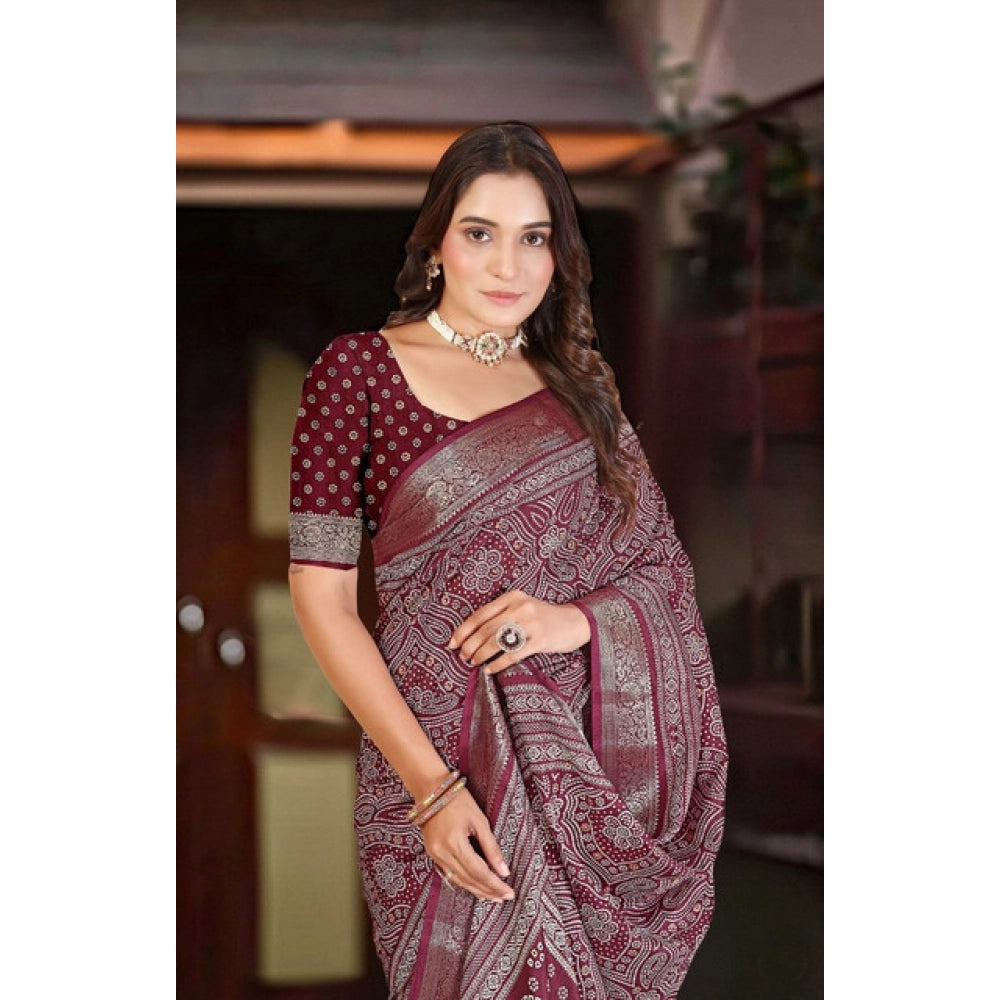 Exclusive Women's Cotton Silk Floral Printed Saree With Blouse Piece