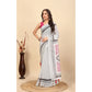 Facinating Women's Linen Printed Saree With Blouse Piece