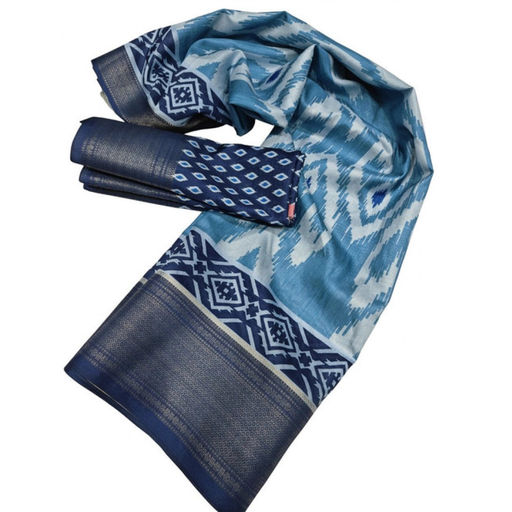 Charming Women's Cotton Silk Printed Saree With Blouse Piece