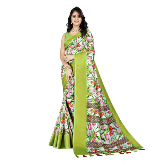 Exclusive Women's Cotton Silk Floral Printed Saree With Blouse Piece