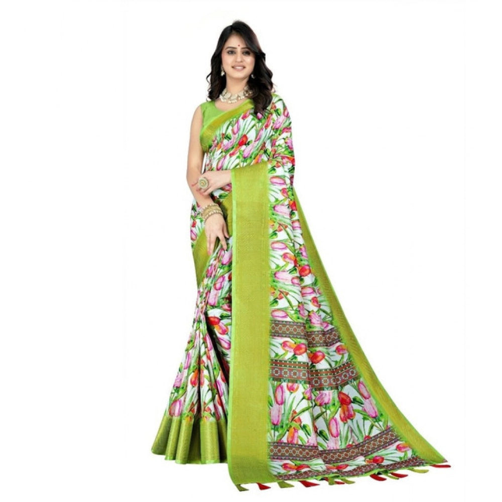 Exclusive Women's Cotton Silk Floral Printed Saree With Blouse Piece