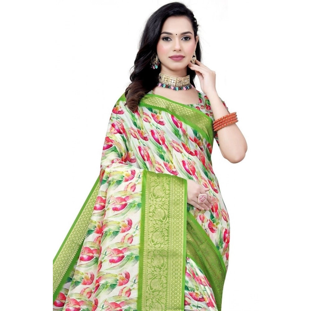 Exclusive Women's Cotton Silk Floral Printed Saree With Blouse Piece