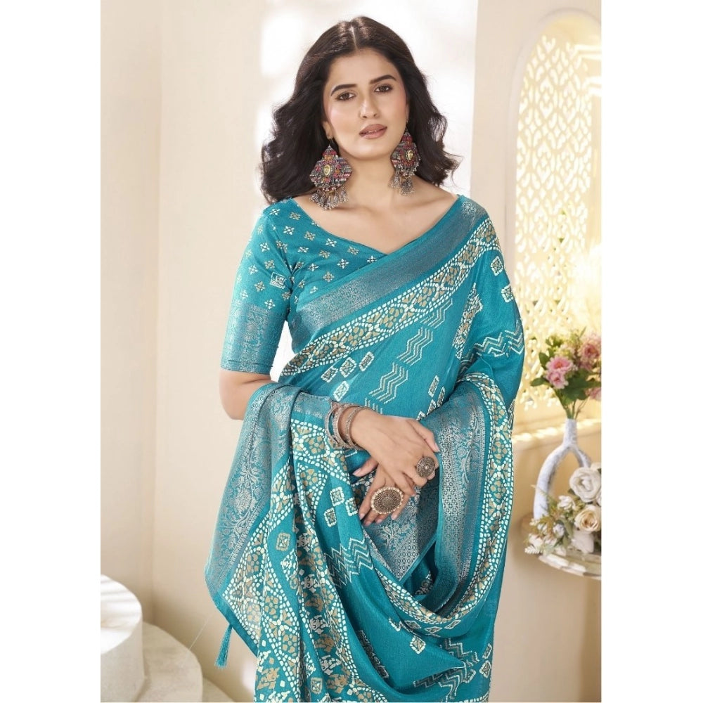 Charming Women's Cotton Silk Printed Saree With Blouse Piece