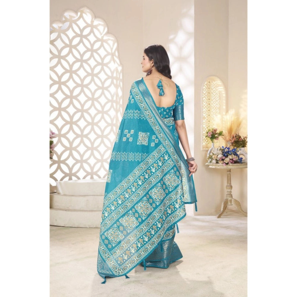 Charming Women's Cotton Silk Printed Saree With Blouse Piece