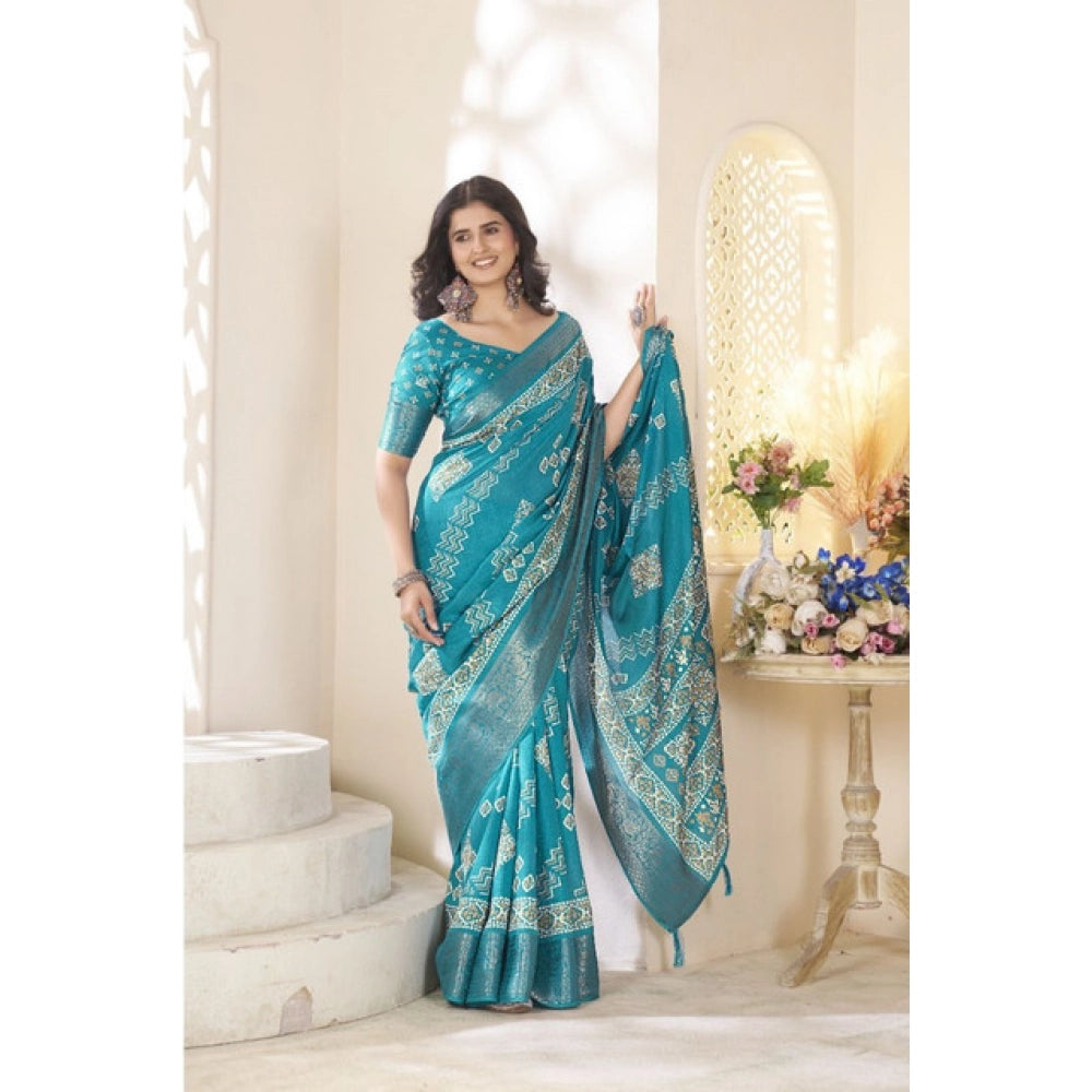Charming Women's Cotton Silk Printed Saree With Blouse Piece
