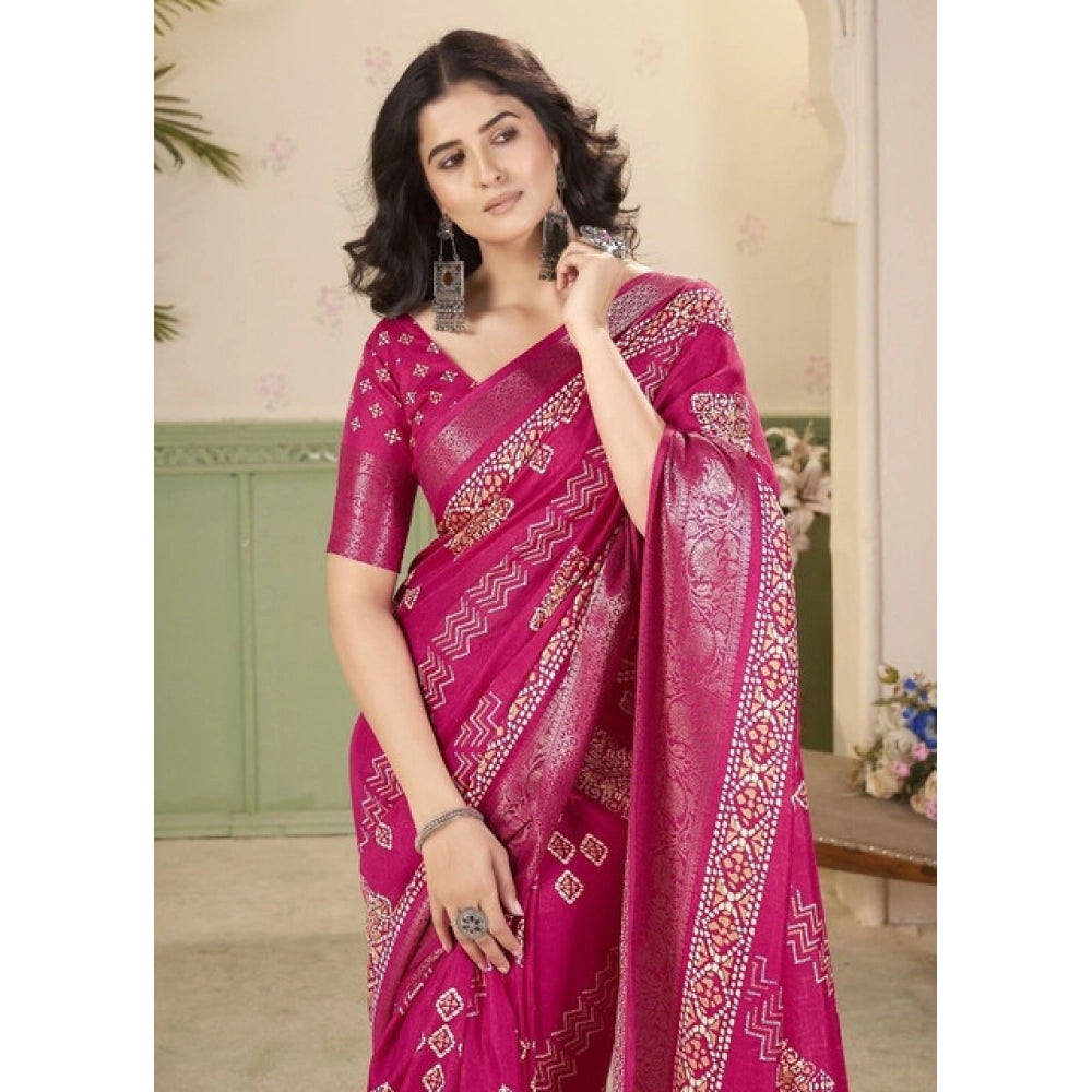 Charming Women's Cotton Silk Printed Saree With Blouse Piece
