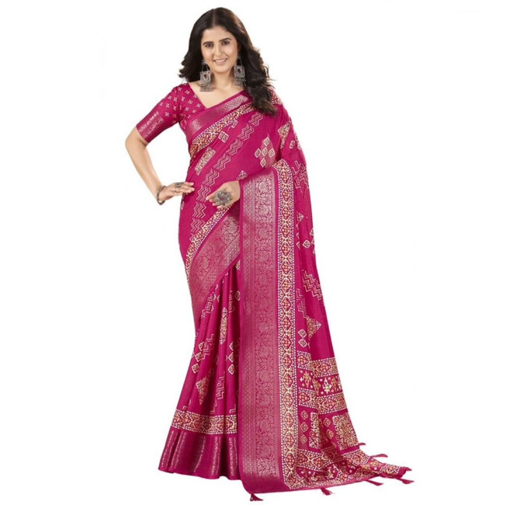 Charming Women's Cotton Silk Printed Saree With Blouse Piece