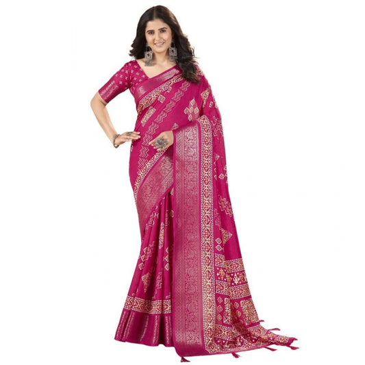 Charming Women's Cotton Silk Printed Saree With Blouse Piece
