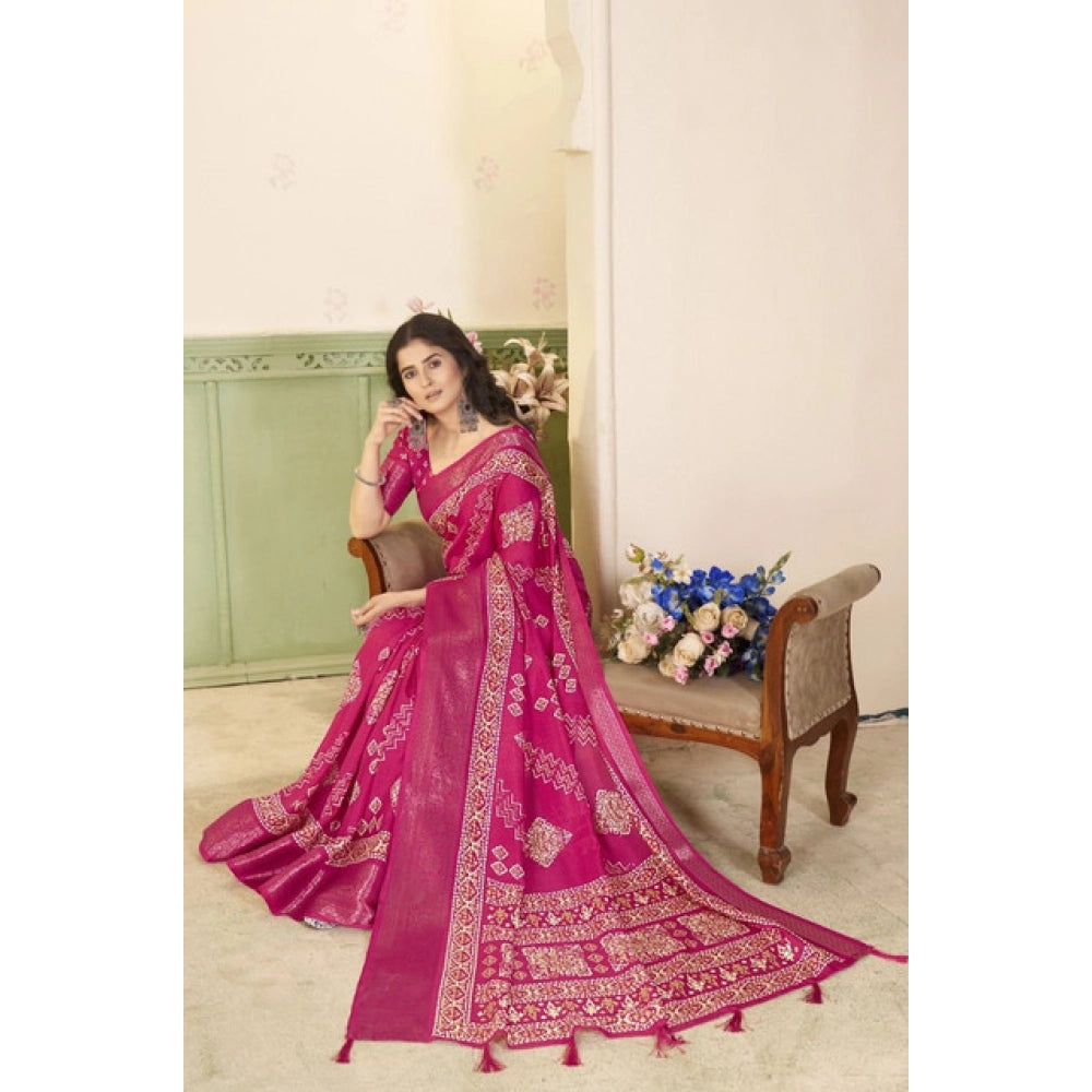 Charming Women's Cotton Silk Printed Saree With Blouse Piece