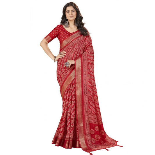 Charming Women's Cotton Silk Printed Saree With Blouse Piece