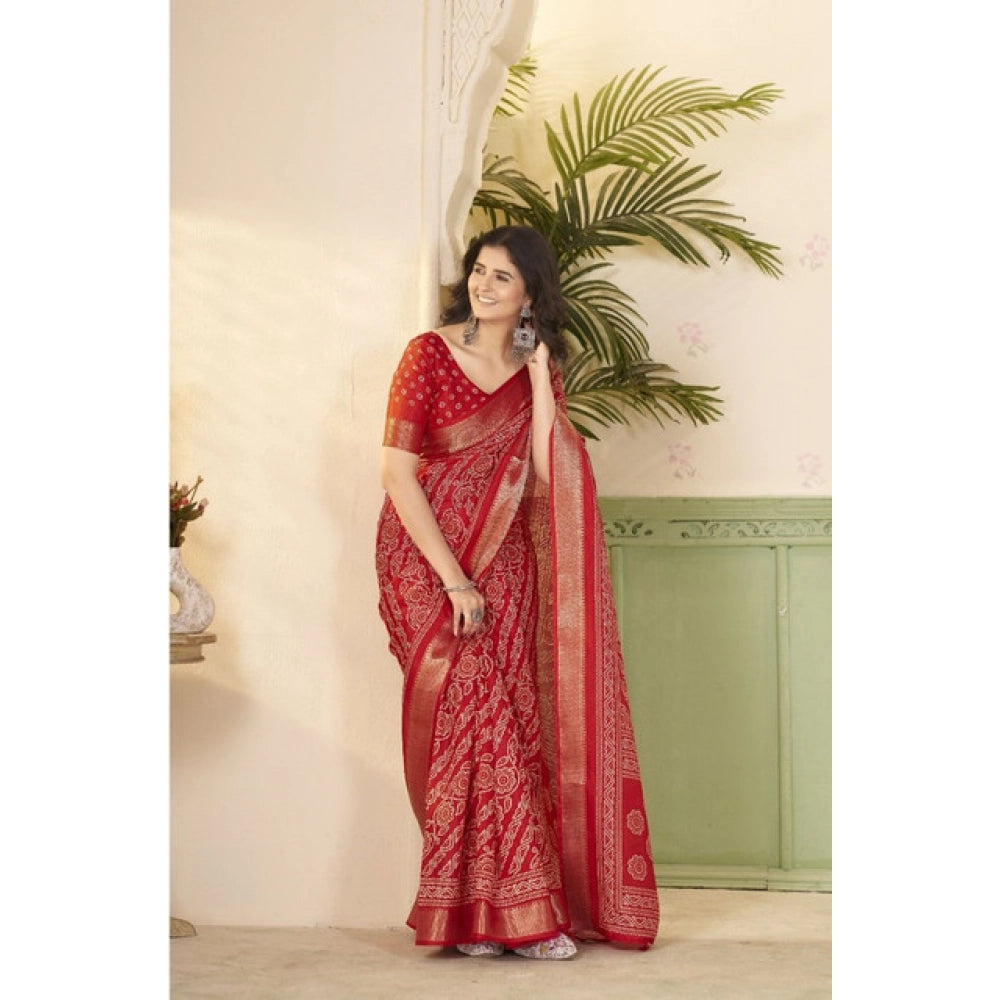 Charming Women's Cotton Silk Printed Saree With Blouse Piece