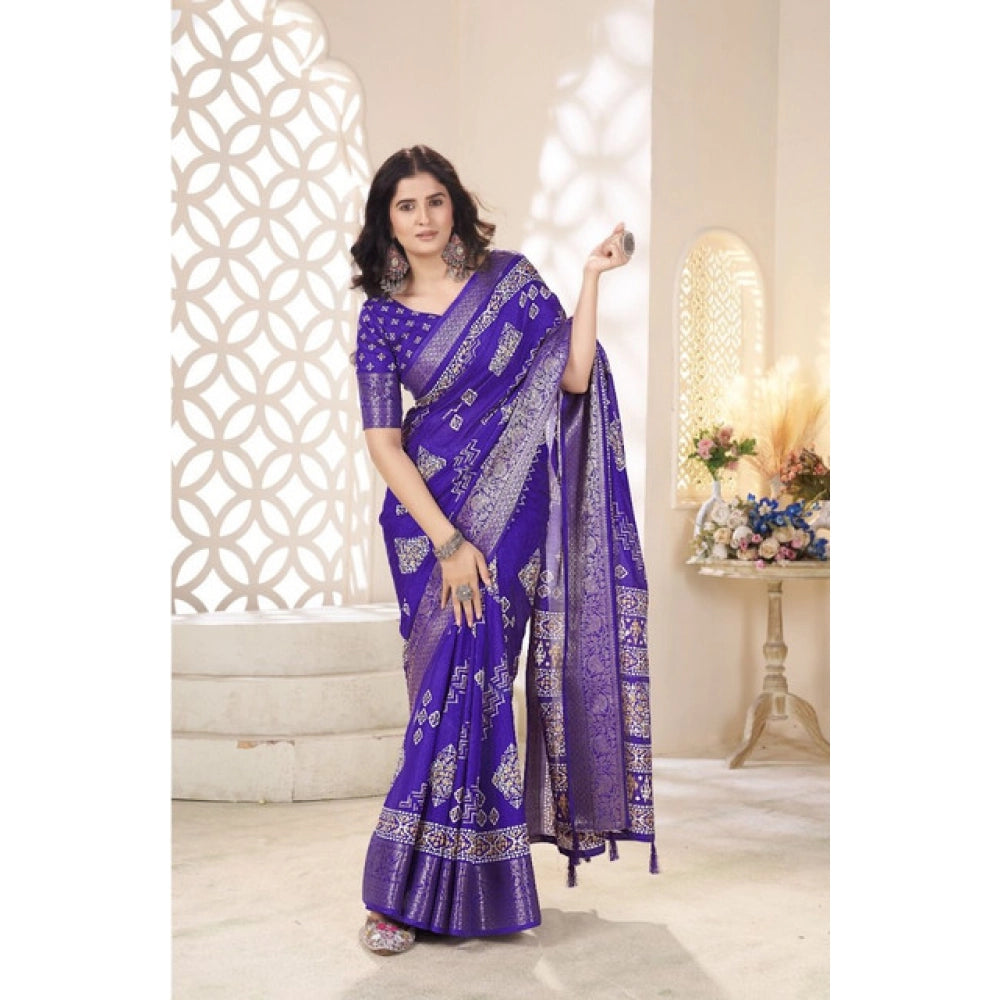 Charming Women's Cotton Silk Printed Saree With Blouse Piece