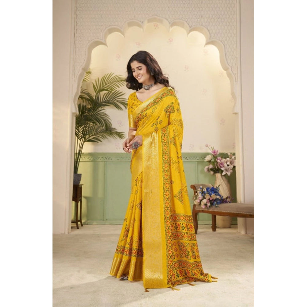 Charming Women's Cotton Silk Printed Saree With Blouse Piece