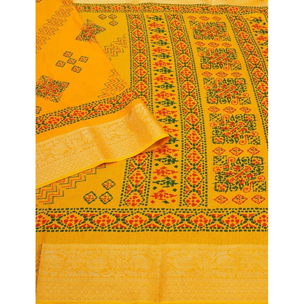 Charming Women's Cotton Silk Printed Saree With Blouse Piece
