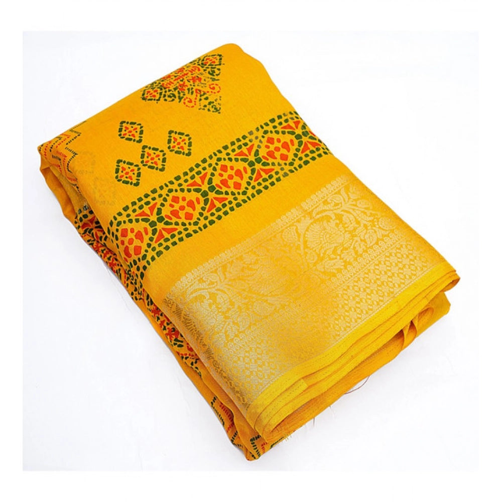 Charming Women's Cotton Silk Printed Saree With Blouse Piece